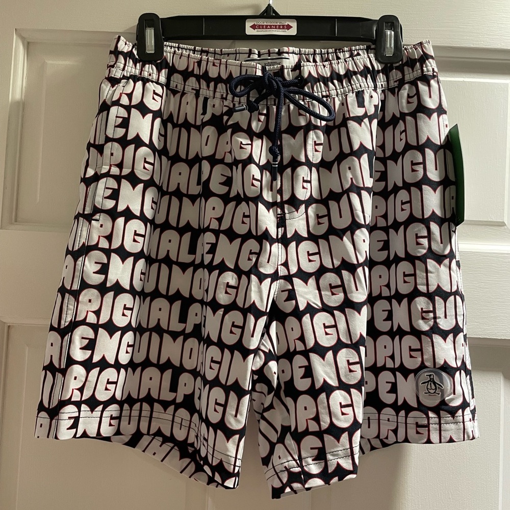 NWT Original Penguin Bold Letter Swim Trunks